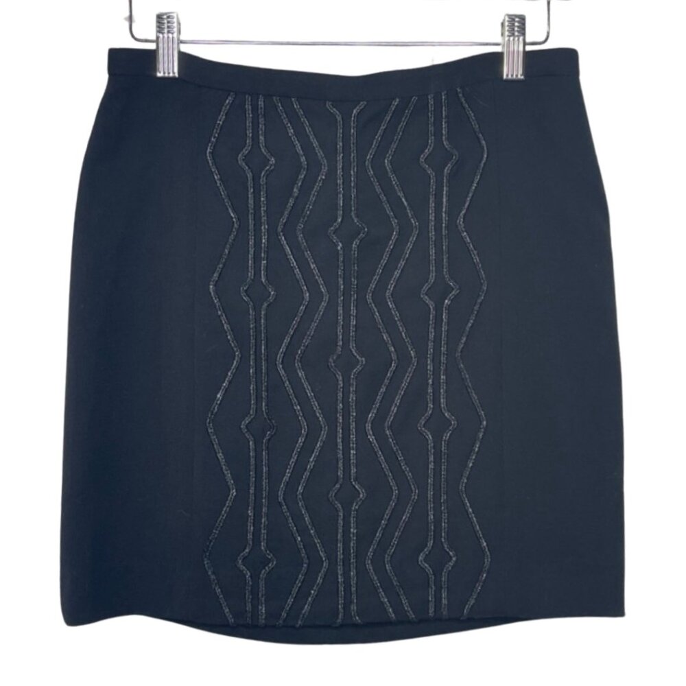 H&M | Black Textured Metallic Embellished Mini Skirt | Size 8 - Picture 1 of 10